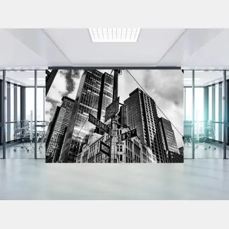 Fotomural perspectiva vertical de Broadway en blanco y negro – Pixers®