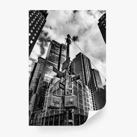 Fotomural perspectiva vertical de Broadway en blanco y negro – Pixers®
