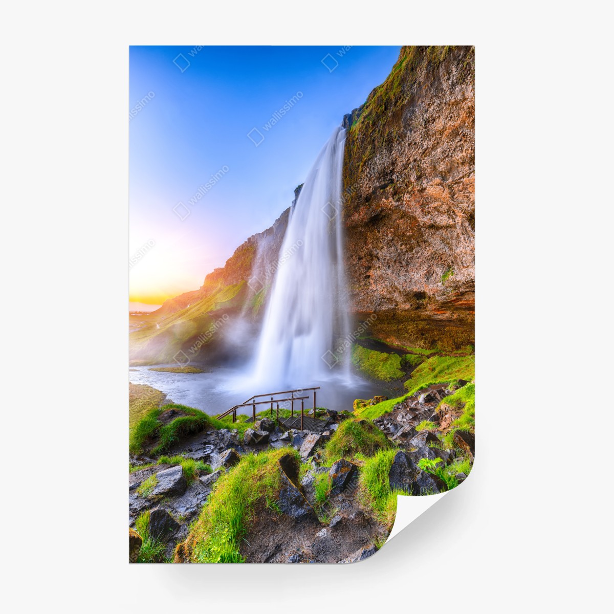 Fotomural puesta de sol en Seljalandsfoss – Pixers®