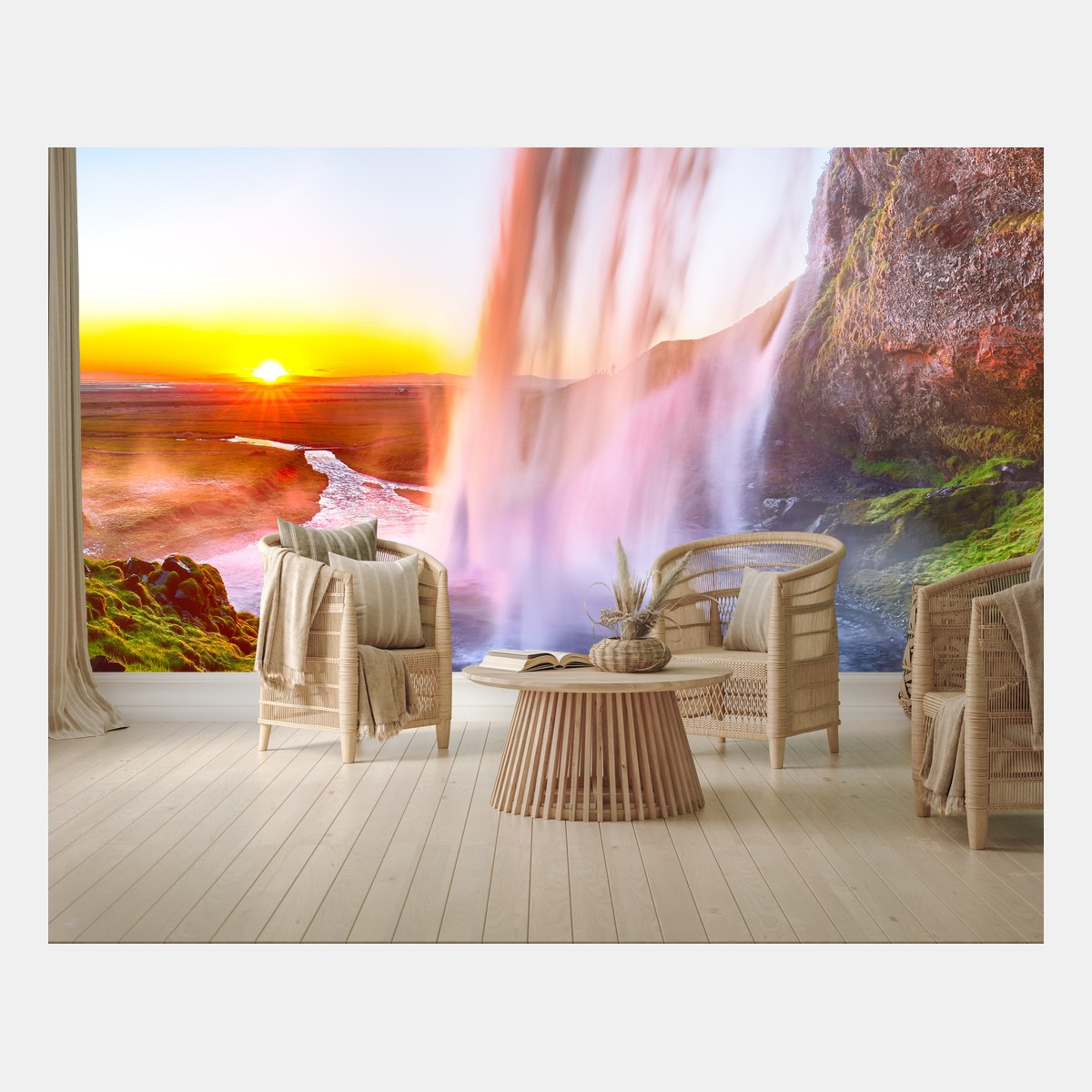 Fotomural magia del atardecer en Seljalandsfoss, cascada de Islandia – Pixers® Fotomural magia del atardecer en Seljalandsfoss, cascada de Islandia – Pixers®