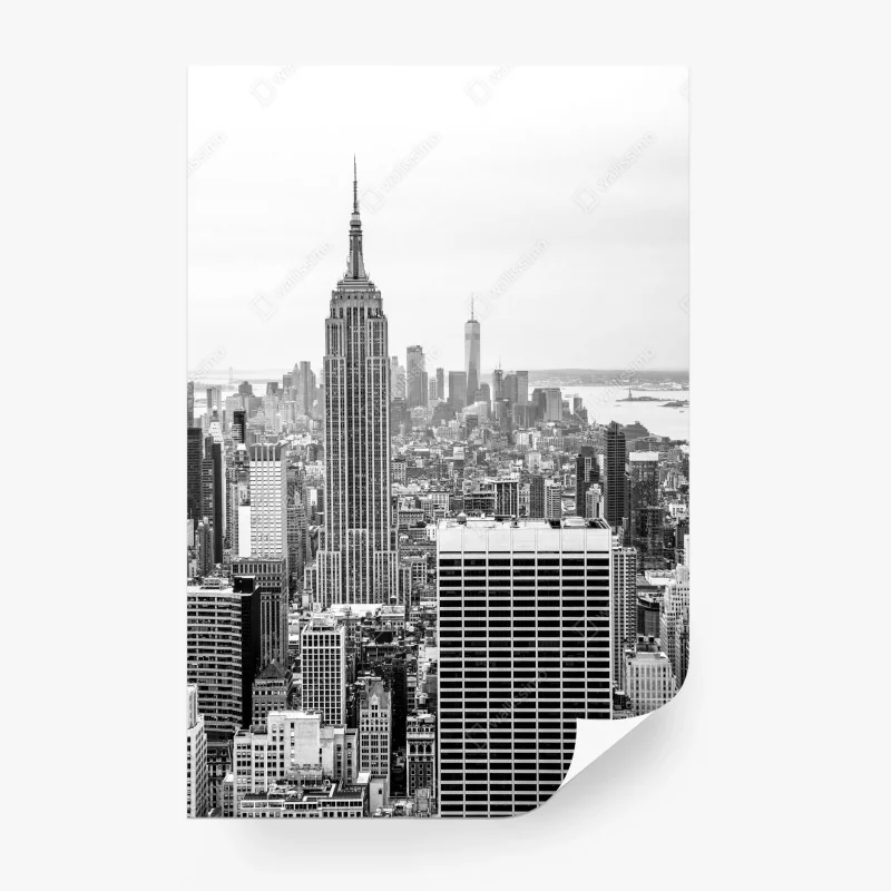 Fotomural vista icónica de Nueva York en blanco y negro