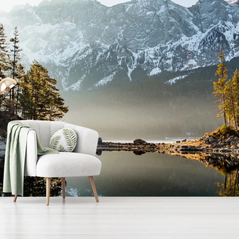Fotomural reflejos en lago de montaña al amanecer