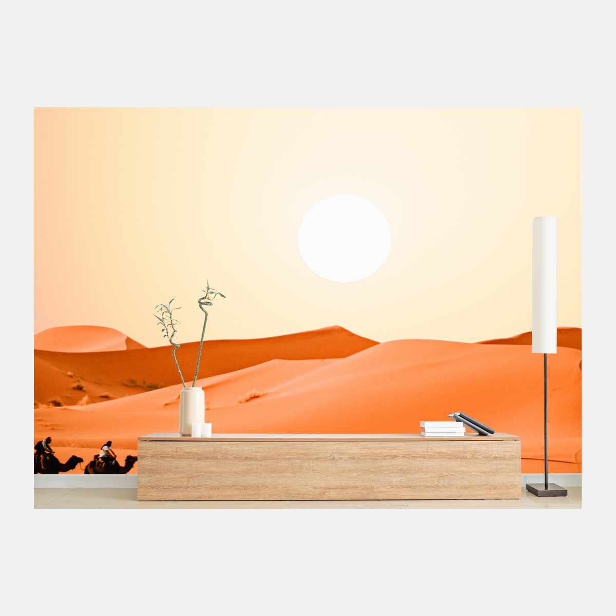 Fotomural caravana de camellos en dunas doradas – Pixers®