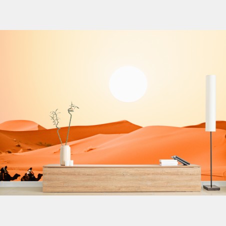 Fotomural caravana de camellos en dunas doradas – Pixers®