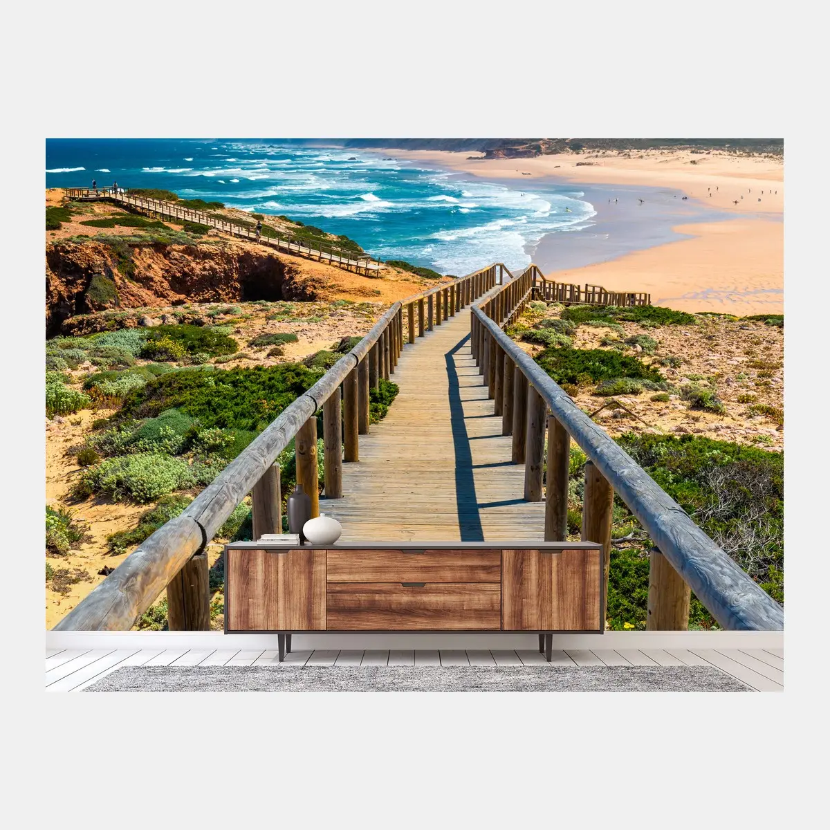 Fotomural pasarela hacia Praia da Bordeira, Algarve – Pixers®