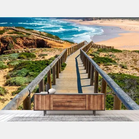 Fotomural pasarela hacia Praia da Bordeira, Algarve – Pixers®