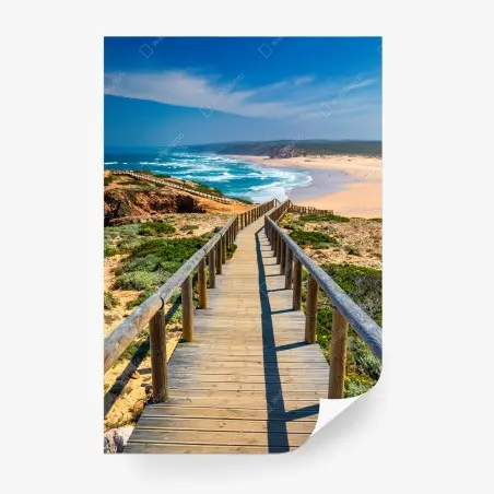 Fotomural pasarela hacia Praia da Bordeira, Algarve – Pixers®