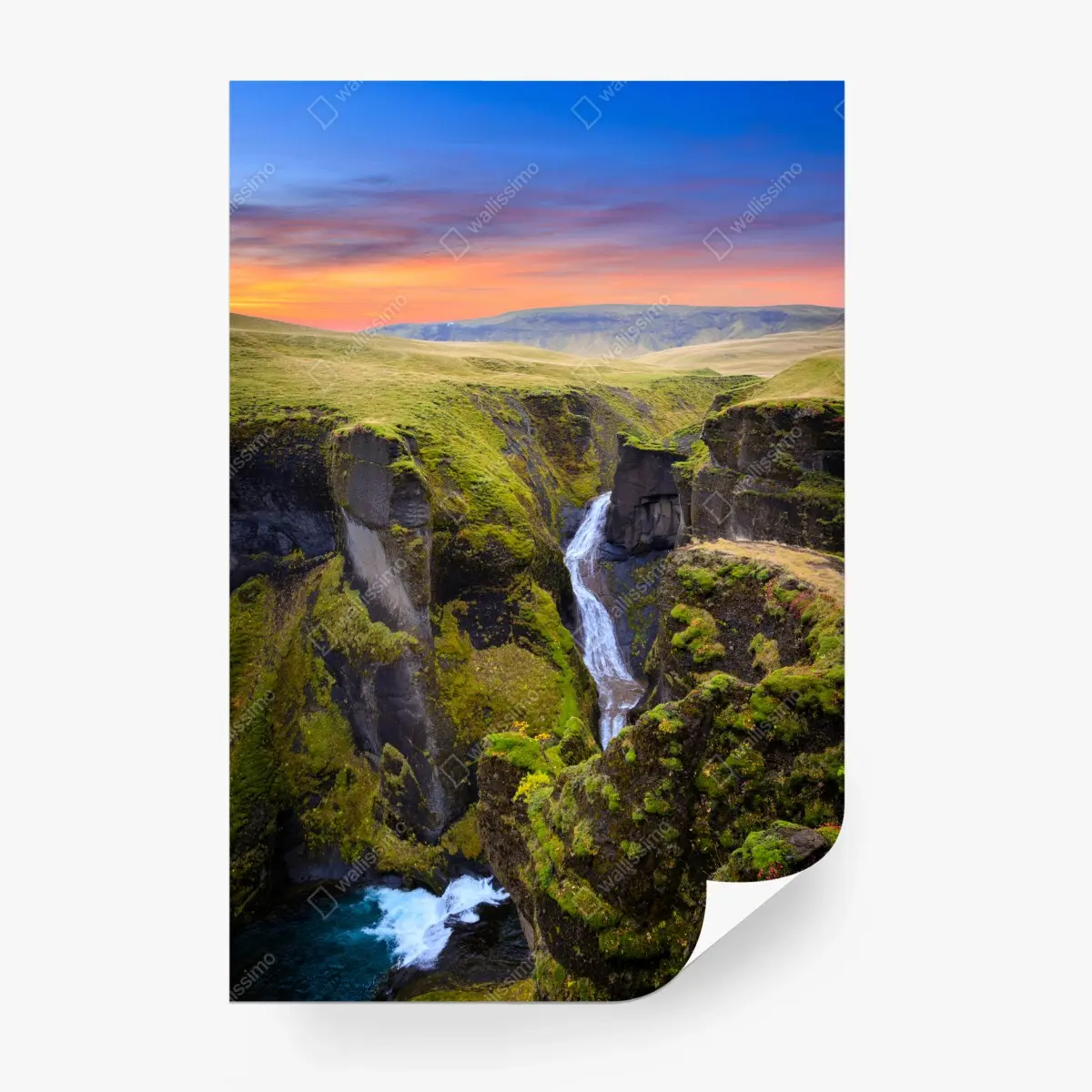 Fotomural atardecer en el cañón Fjadrargljufur, Islandia – Pixers®