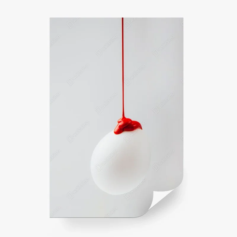 Fotomural gota roja sobre huevo blanco minimalista – Pixers® Fotomural gota roja sobre huevo blanco minimalista – Pixers®