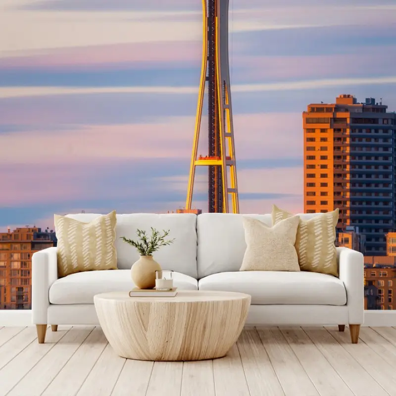 Fotomural atardecer en Seattle con Space Needle
