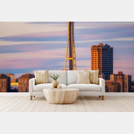Fotomural atardecer en Seattle con Space Needle – Pixers®