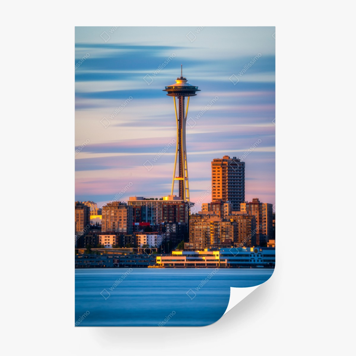 Fotomural atardecer en Seattle con Space Needle – Pixers®