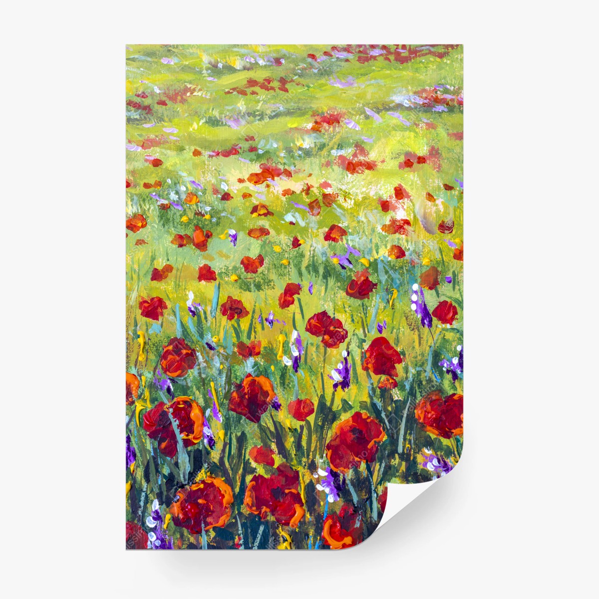 Fotomural prado de amapolas en estilo impresionista – Pixers®