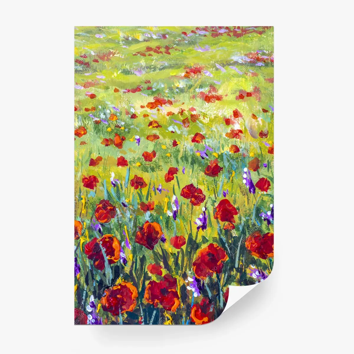 Fotomural prado de amapolas en estilo impresionista – Pixers®