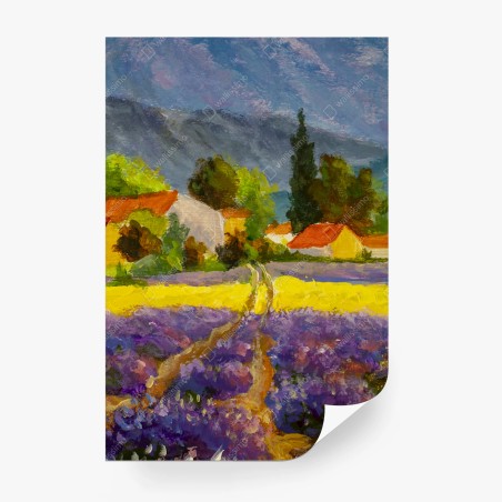 Fotomural atardecer en la campiña de lavanda – Pixers®