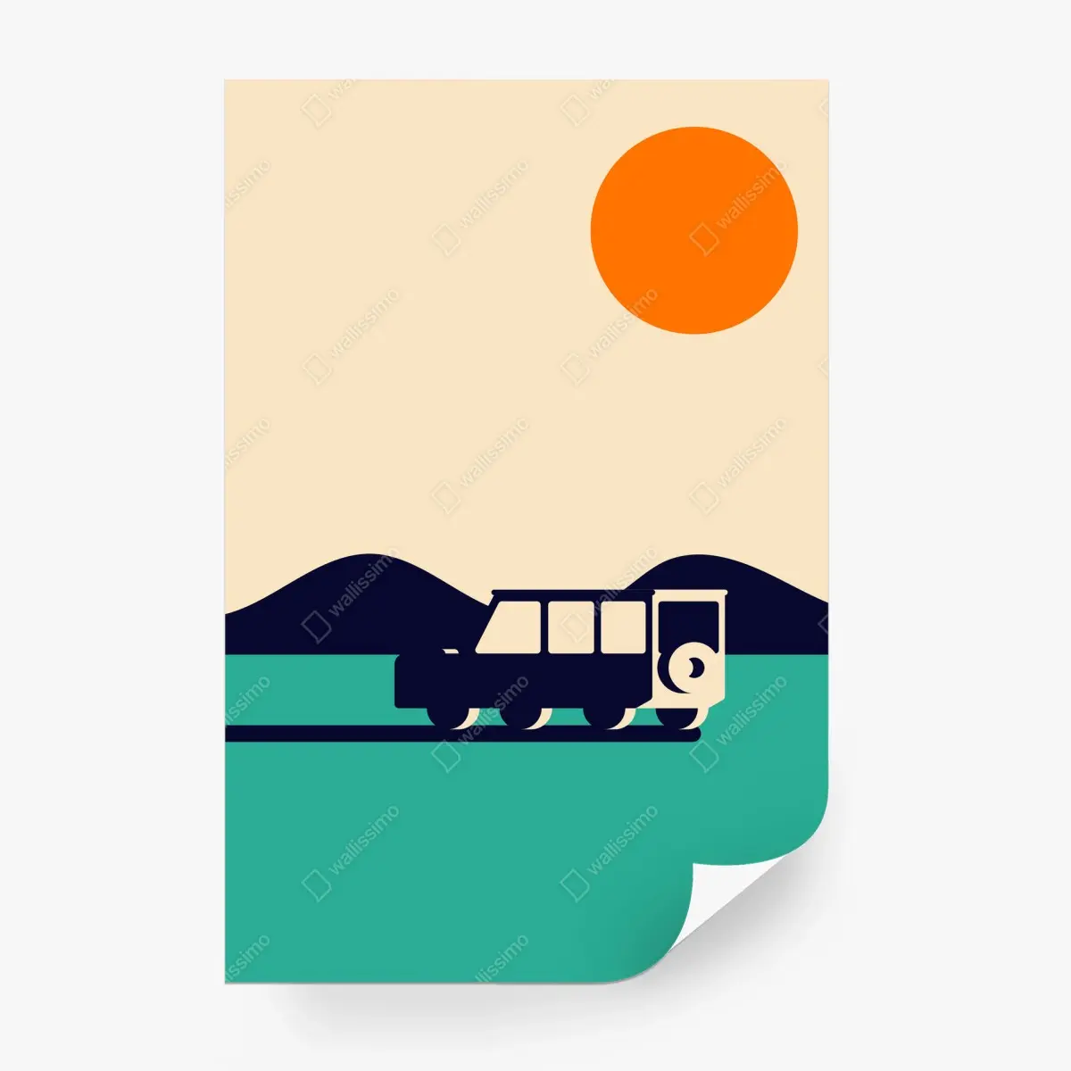 Fotomural paisaje retro en carretera – Pixers®