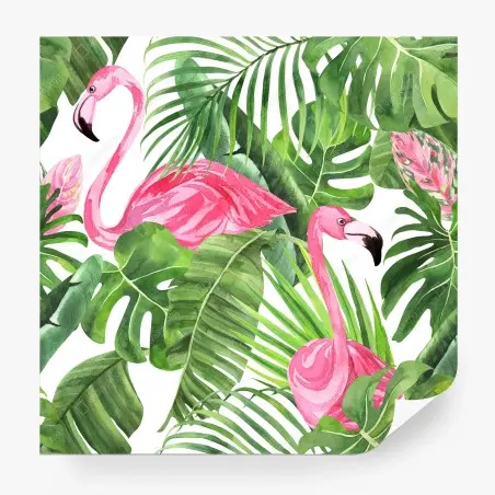 Fotomural flamencos rosas entre hojas tropicales – Pixers®
