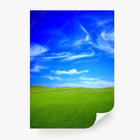 Fotomural paisaje sereno de pradera y cielo azul – Pixers®
