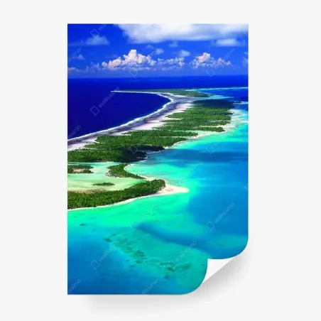 Fotomural panorámica aérea de un atolón tropical – Pixers®