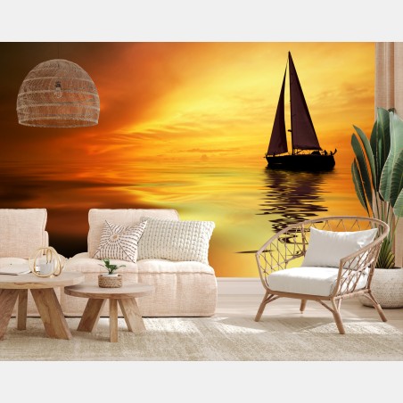 Fotomural velero al atardecer dorado – Pixers®