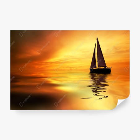 Fotomural velero al atardecer dorado – Pixers®