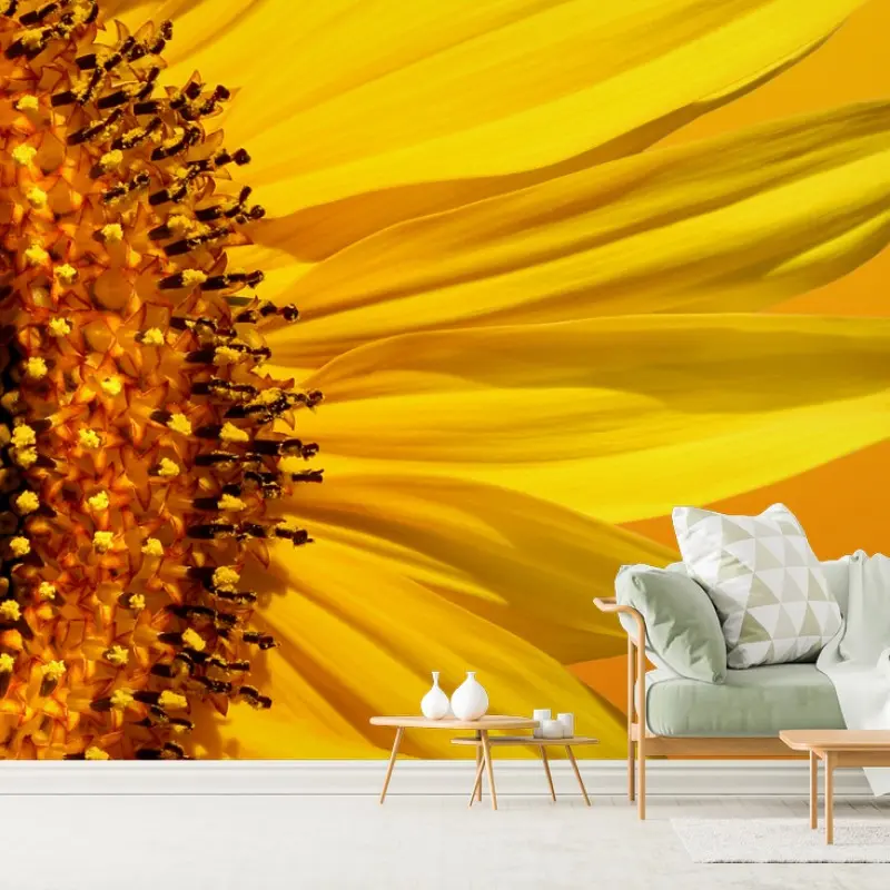 Fotomural girasol en fondo degradado amarillo y naranja