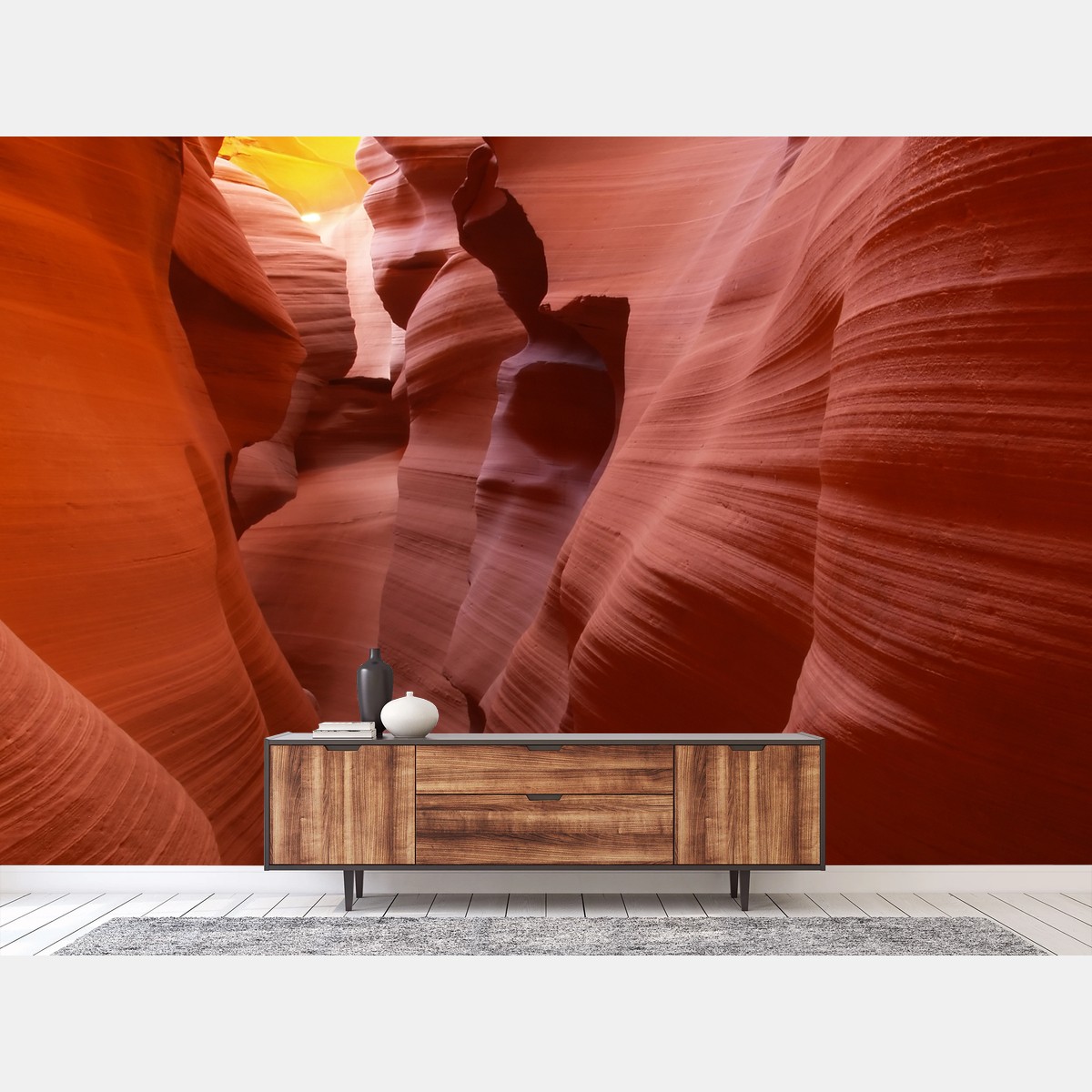 Fotomural paisaje interior de cañón con luz dorada – Pixers®