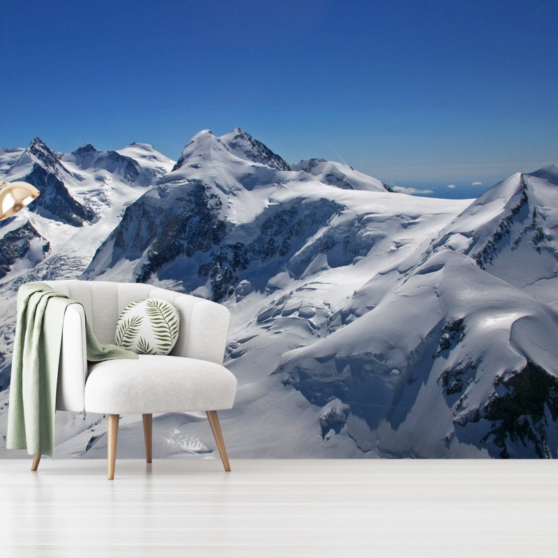 Fotomural panorámica de picos nevados y glaciares