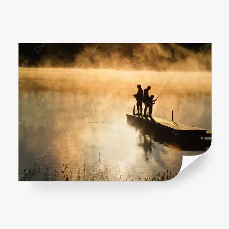 Fotomural amanecer de pesca en el muelle – Pixers®