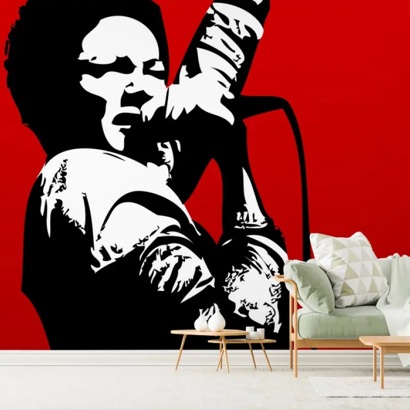 Fotomural silueta de cantante en rojo intenso