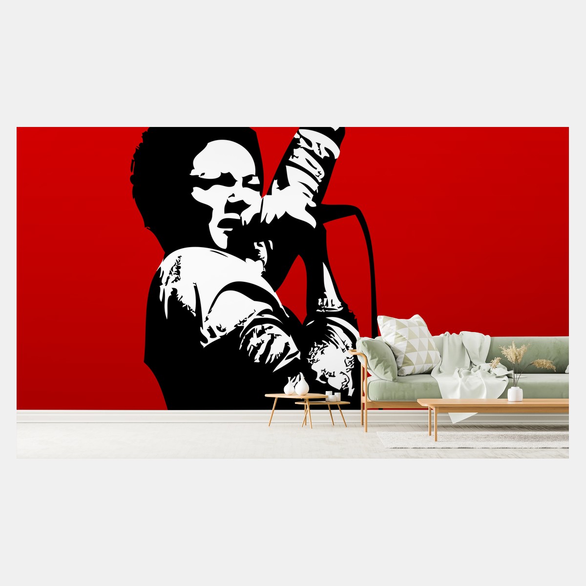 Fotomural silueta de cantante en rojo intenso – Pixers®