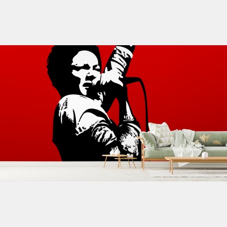 Fotomural silueta de cantante en rojo intenso – Pixers®