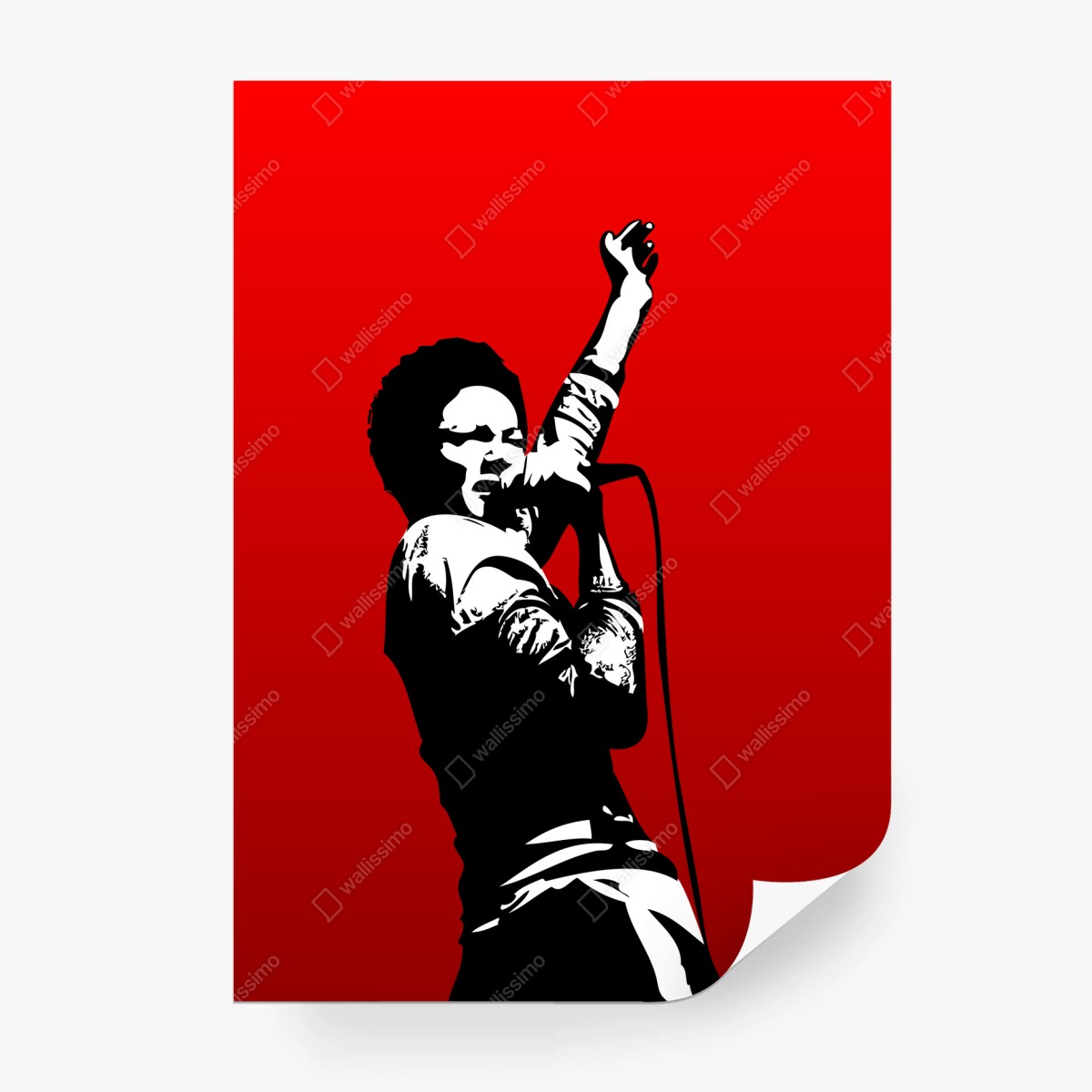 Fotomural silueta de cantante en rojo intenso – Pixers®