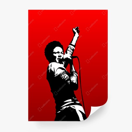 Fotomural silueta de cantante en rojo intenso – Pixers®