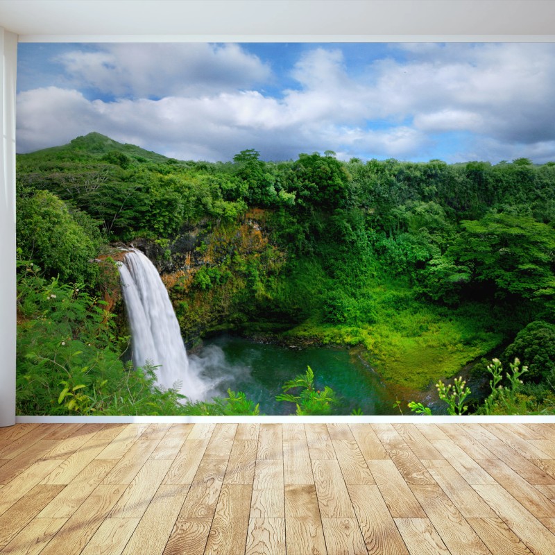Fotomural paisaje tropical de Hawái con cascada – Pixers® Fotomural paisaje tropical de Hawái con cascada – Pixers®