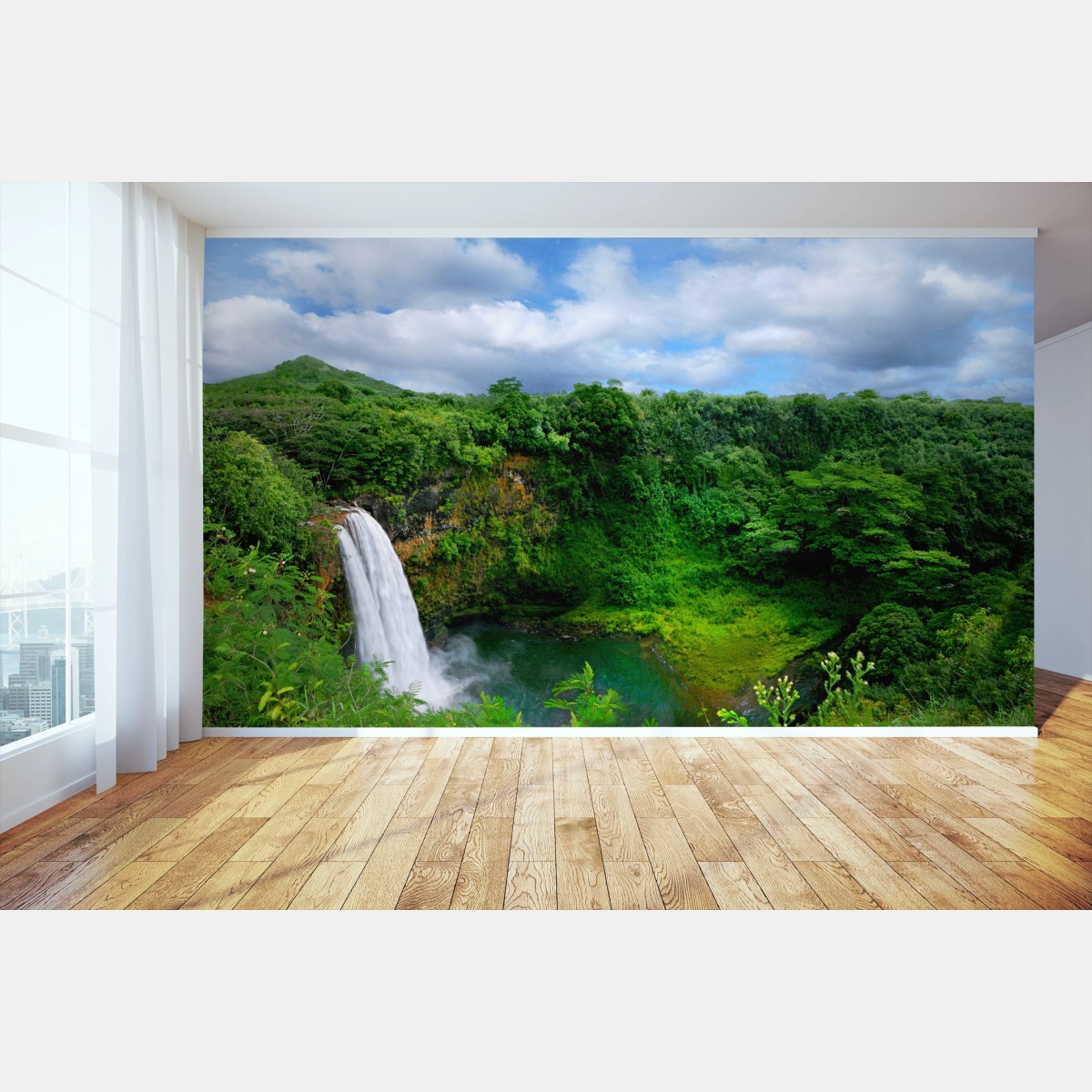 Fotomural paisaje tropical de Hawái con cascada – Pixers® Fotomural paisaje tropical de Hawái con cascada – Pixers®