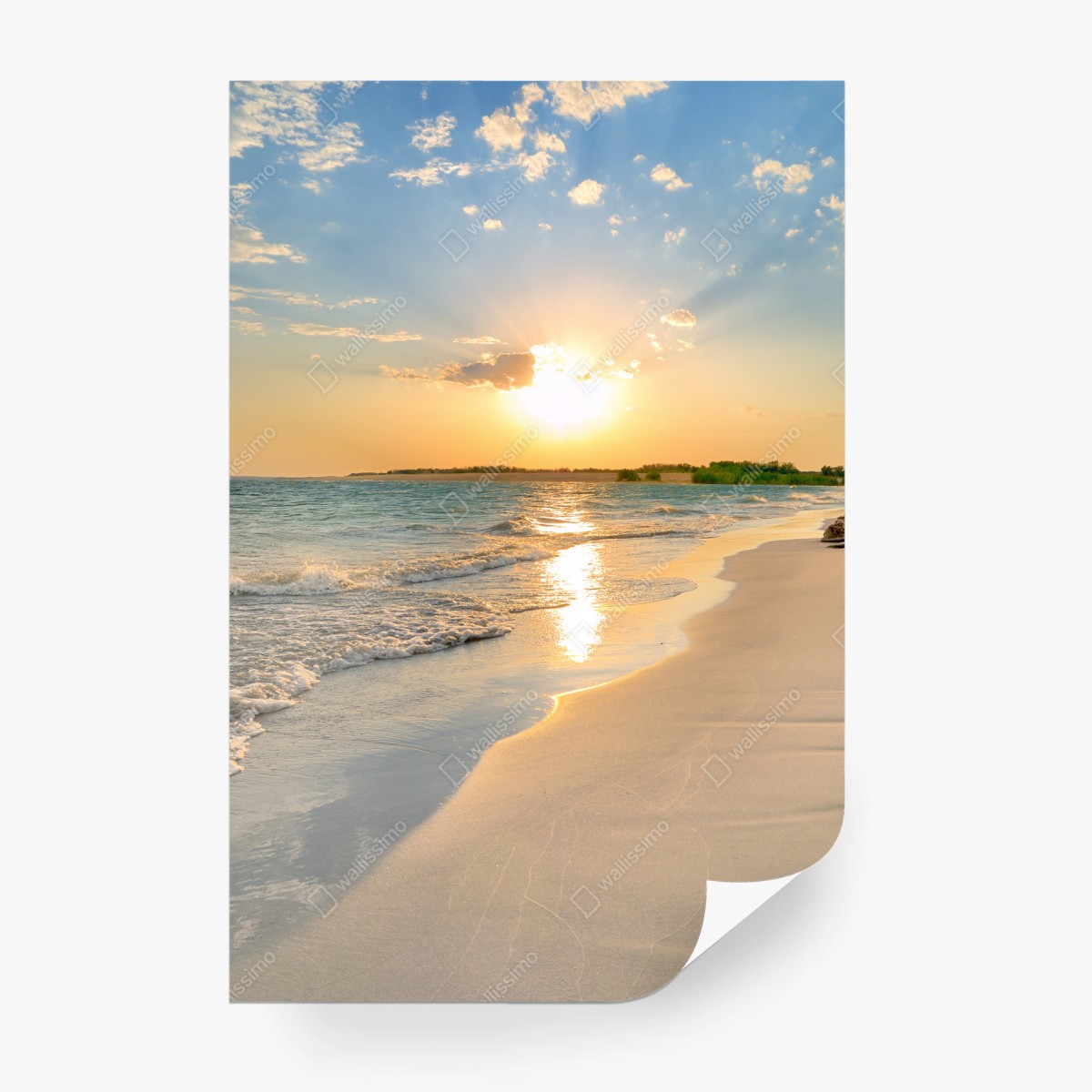 Fotomural atardecer dorado en la playa serena – Pixers®