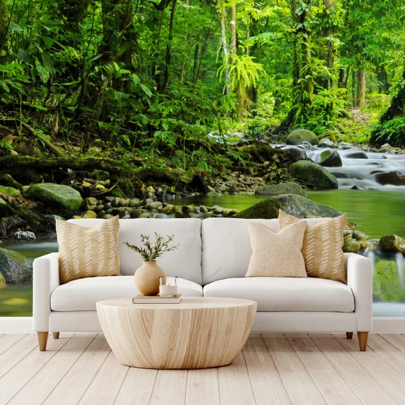 Fotomural refugio verde: río en bosque tropical – Pixers® Fotomural refugio verde: río en bosque tropical – Pixers®