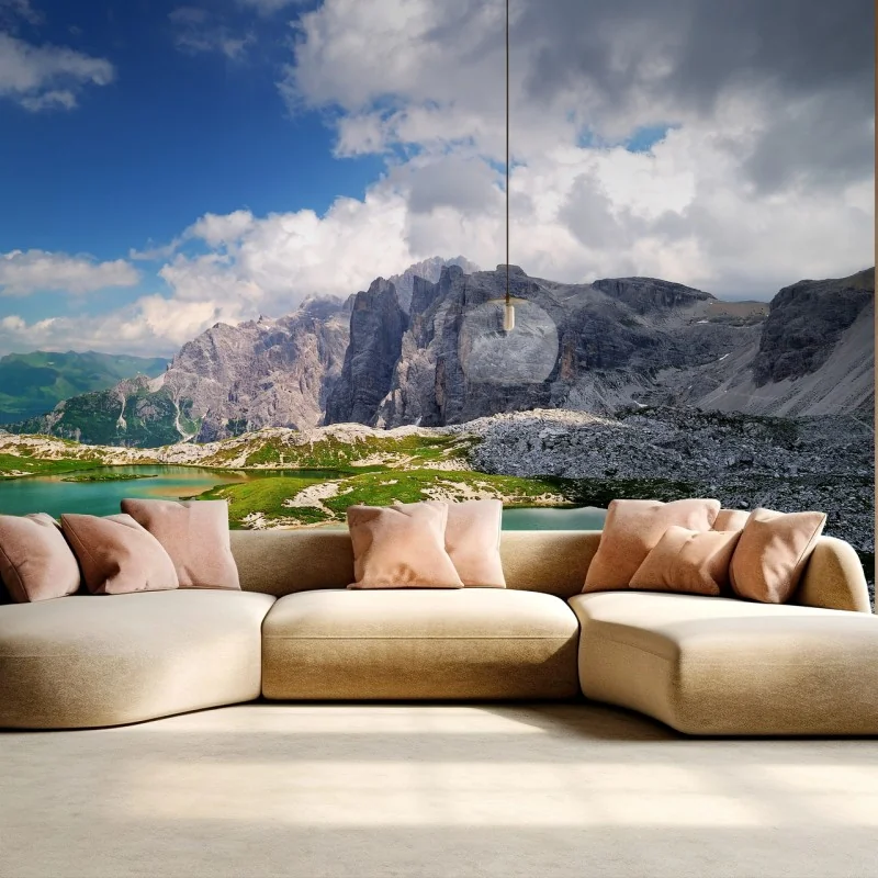 Fotomural panorama de lagos alpinos y montañas rocosas – Pixers®