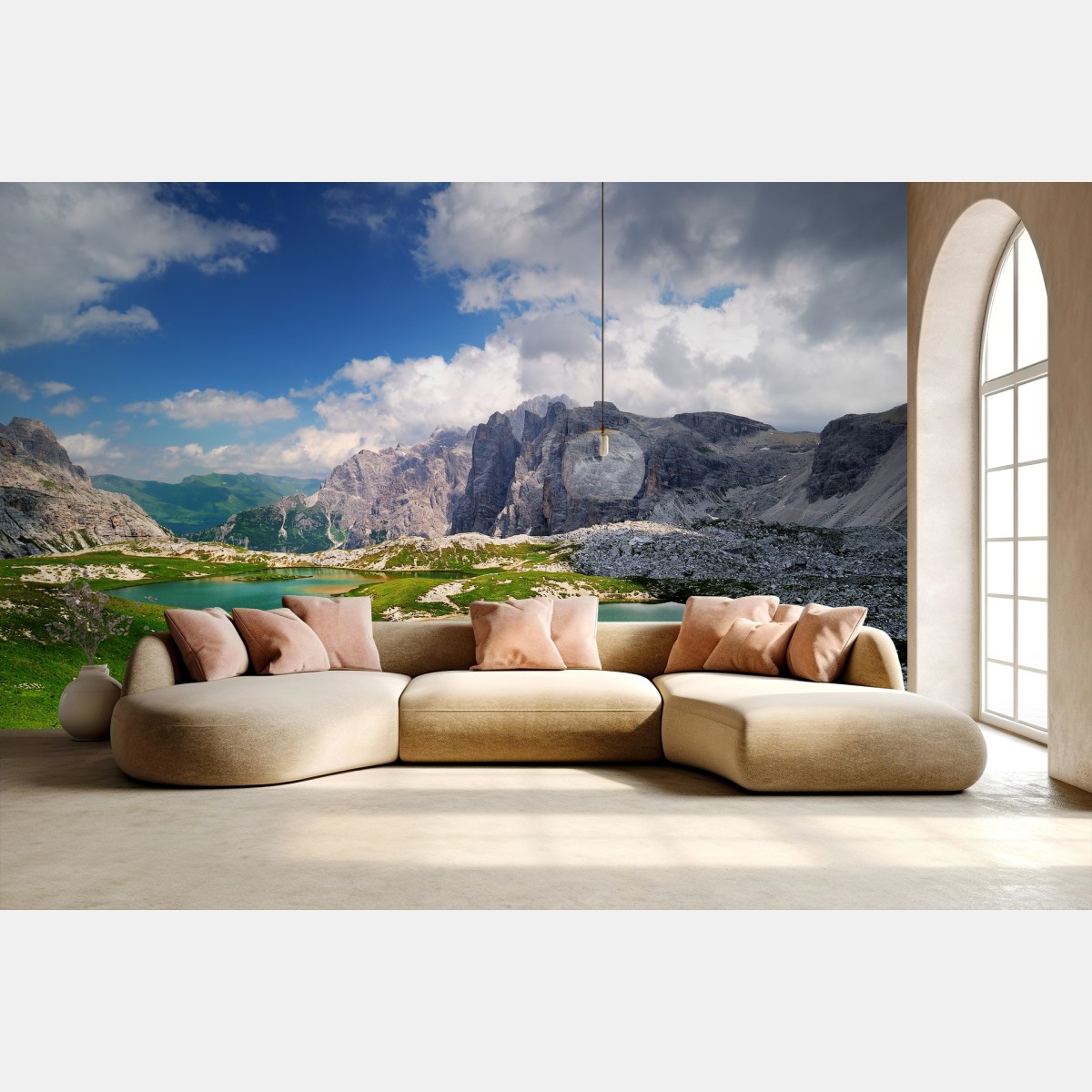 Fotomural panorama de lagos alpinos y montañas rocosas – Pixers®