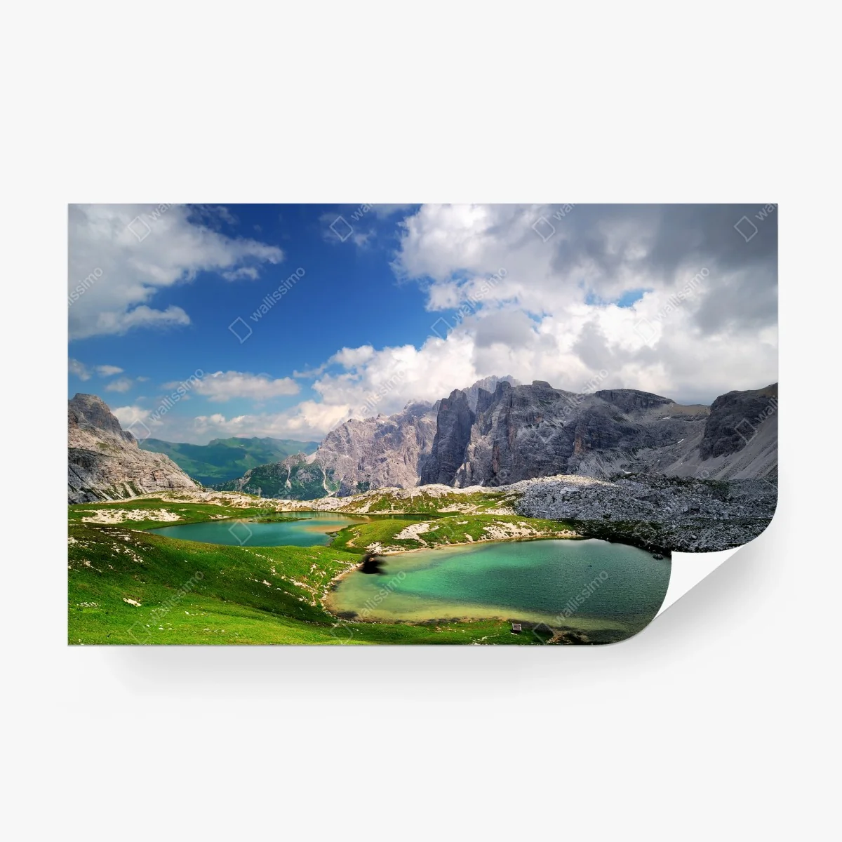 Fotomural panorama de lagos alpinos y montañas rocosas – Pixers®