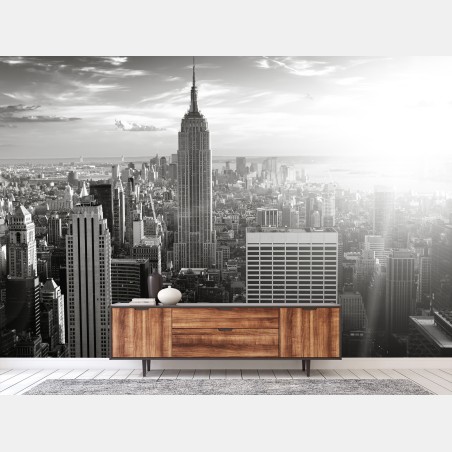 Fotomural panorama urbano en blanco y negro con Empire State, Nueva York – Pixers®