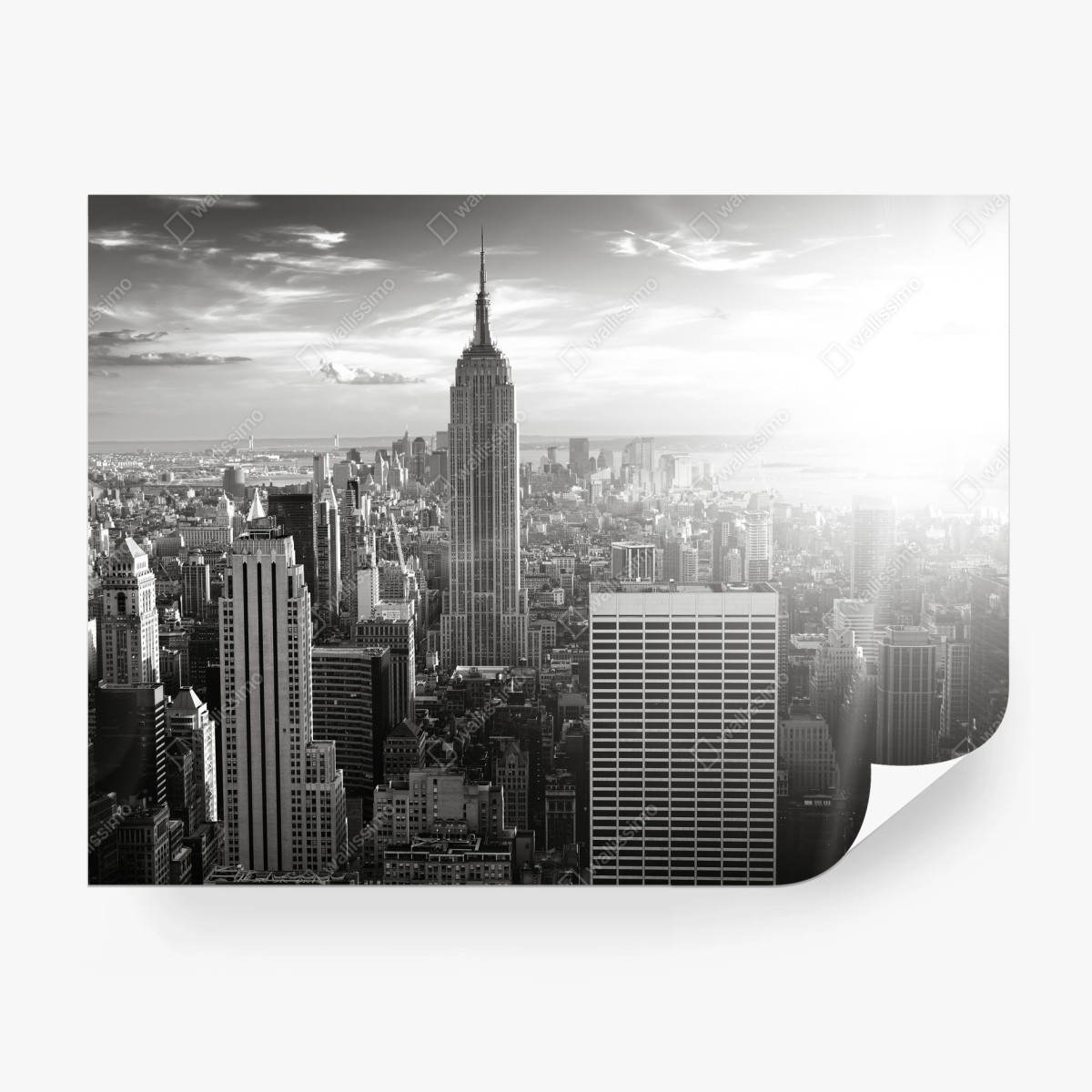 Fotomural panorama urbano en blanco y negro con Empire State, Nueva York – Pixers®