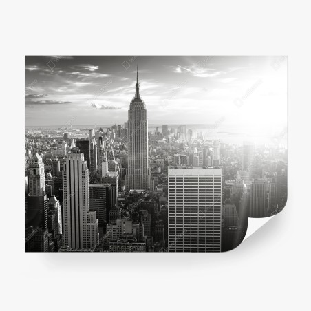 Fotomural panorama urbano en blanco y negro con Empire State, Nueva York – Pixers®