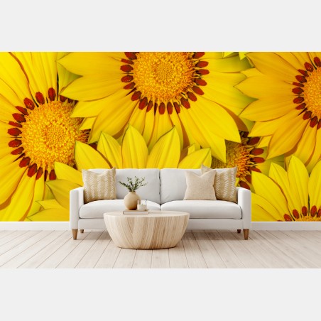Fotomural mosaico vibrante de flores amarillas – Pixers®