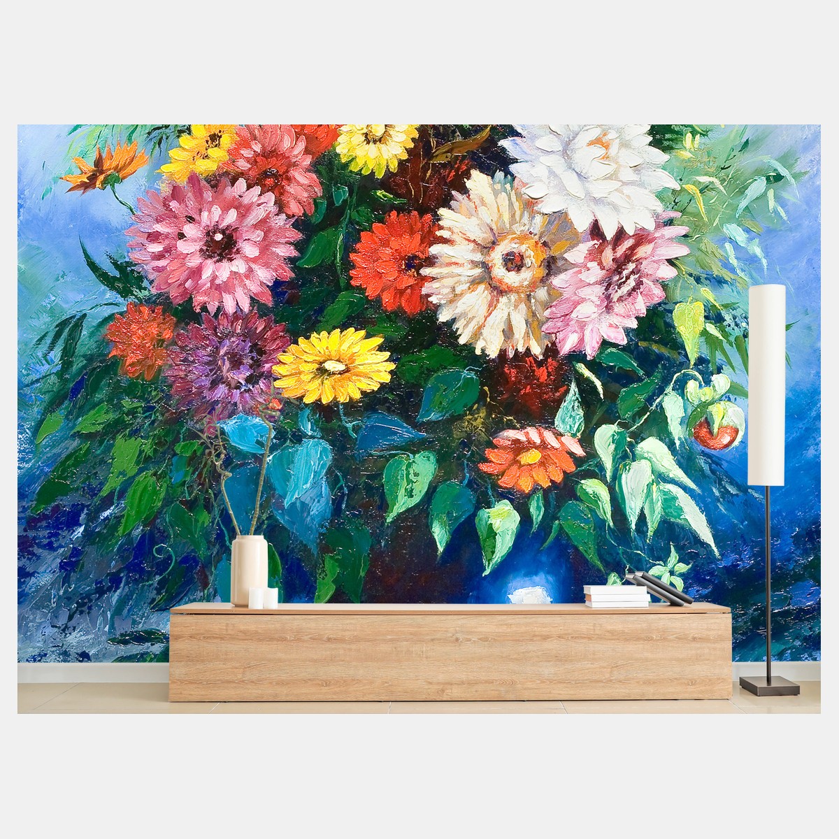 Fotomural ramo de flores silvestres sobre fondo azul – Pixers® Fotomural ramo de flores silvestres sobre fondo azul – Pixers®