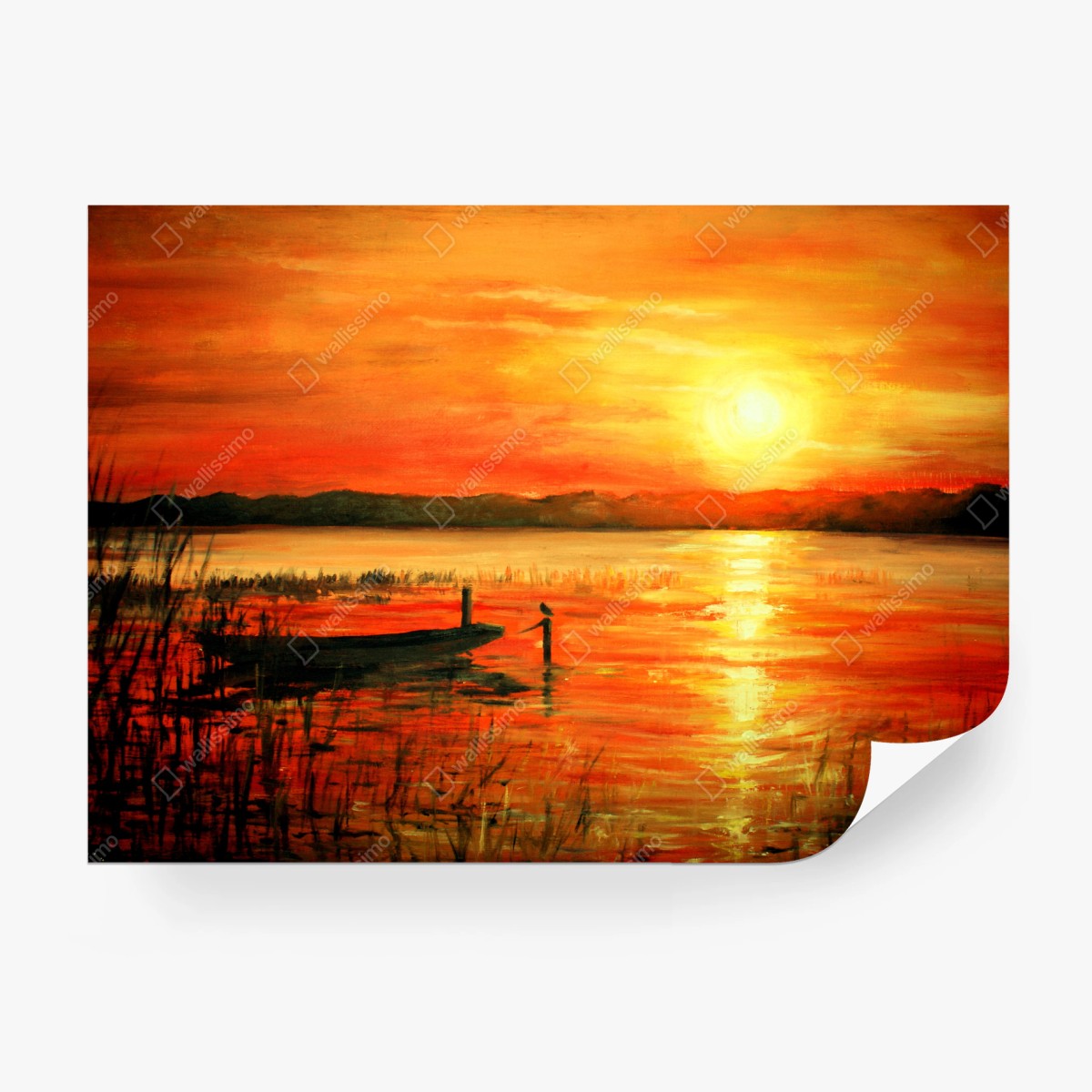 Fotomural atardecer naranja sobre el lago – Pixers®