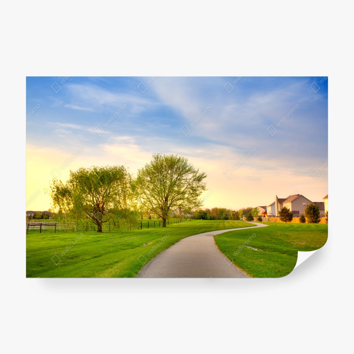 Fotomural paisaje suburbano al atardecer en Indianápolis – Pixers®