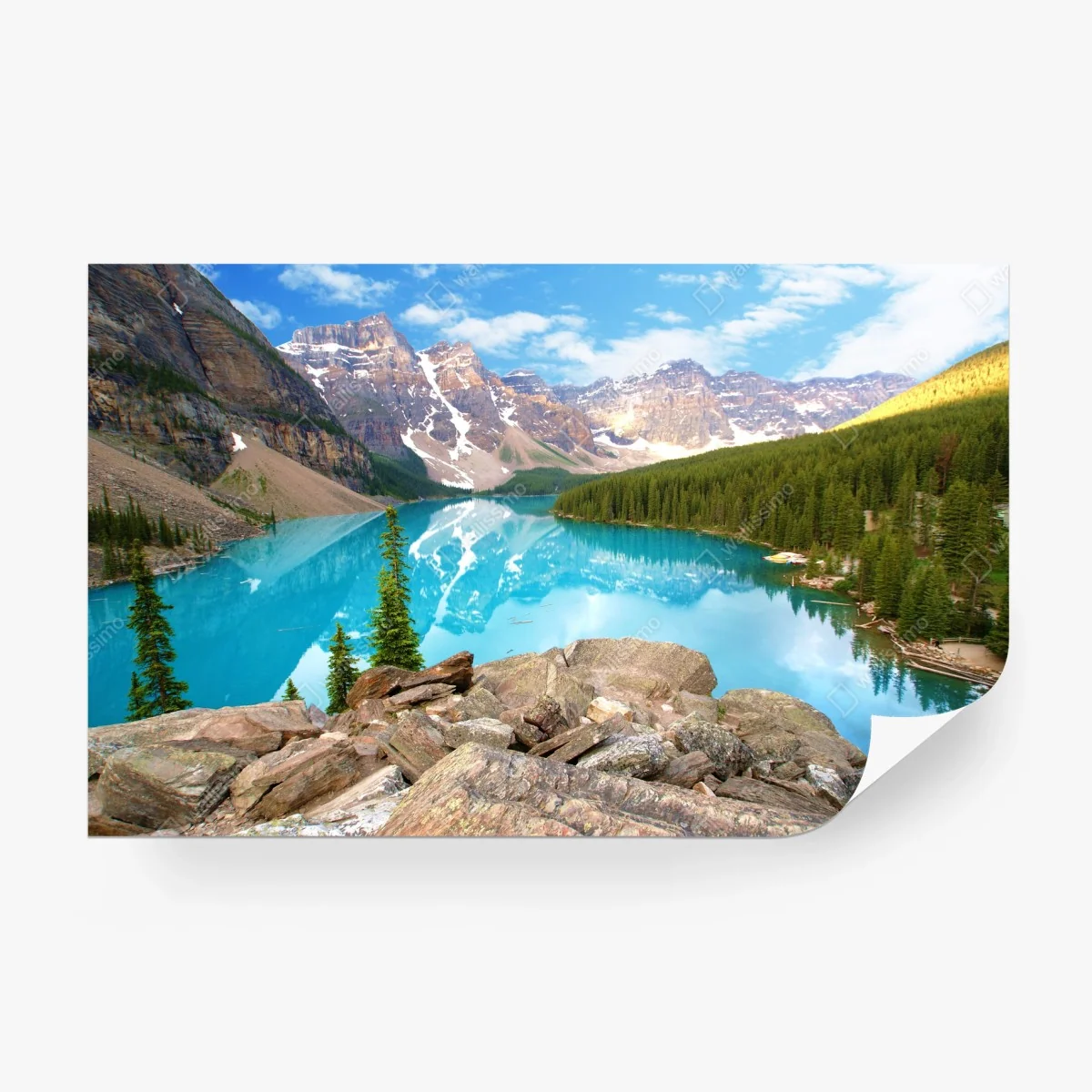 Fotomural paisaje de lago turquesa y montañas nevadas – Pixers®