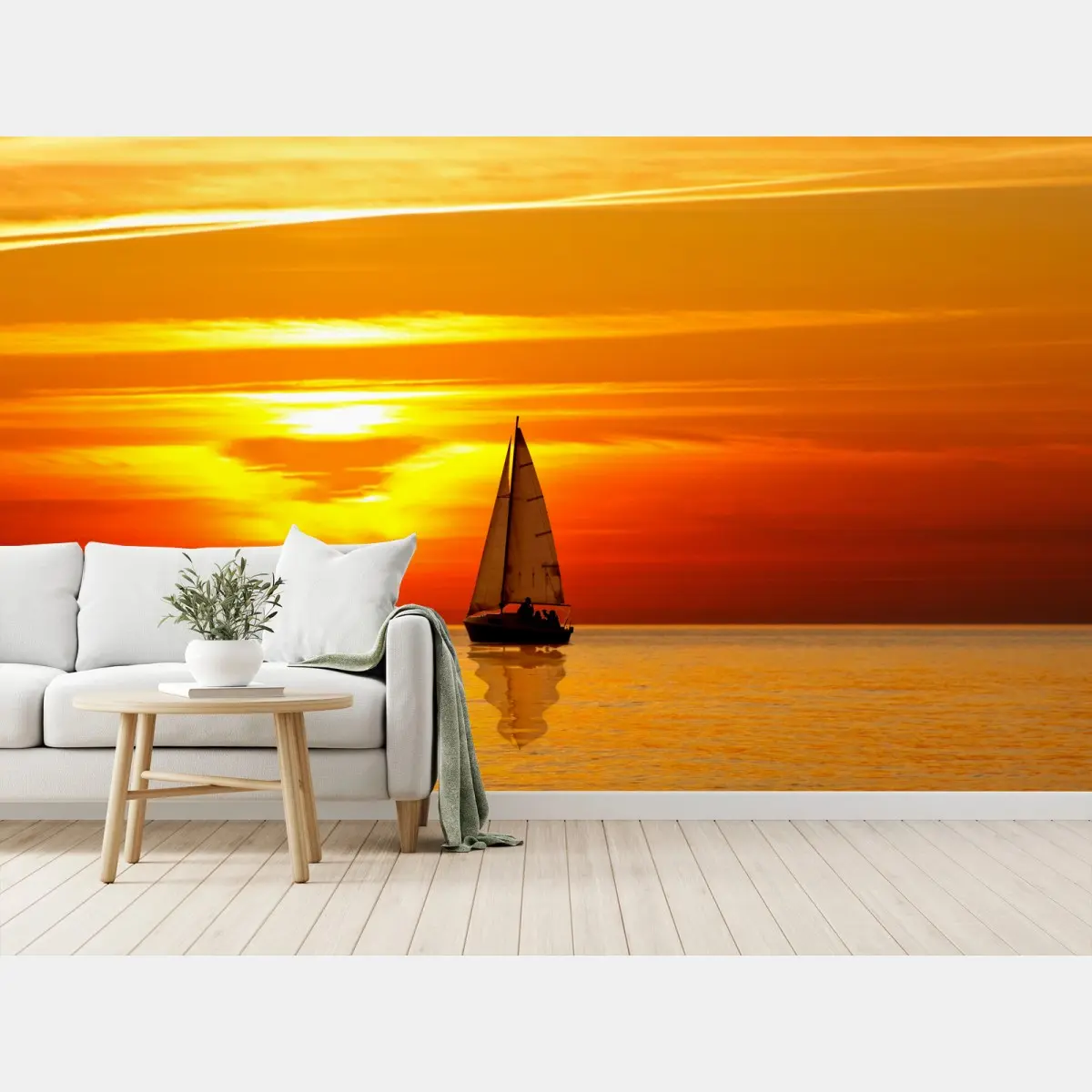 Fotomural velero al atardecer dorado – Pixers®